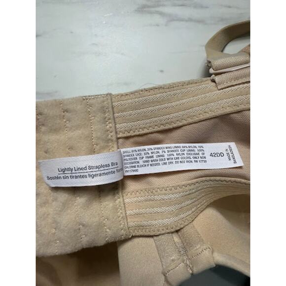 Auden Bra Women's Size 42DD Lightly Lined Strapless Bra Detachable Straps Nude - Picture 7 of 7